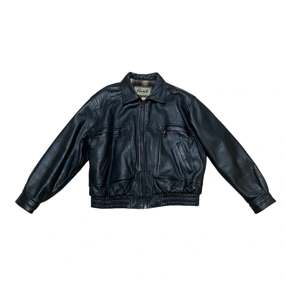 Vintage 1990s Gianti Collection Bomber Leather Jacket Streetwear Moto Jacket